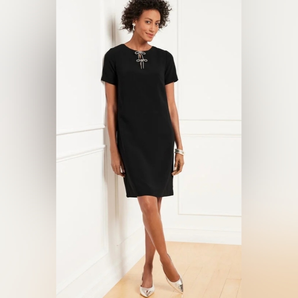 New + Tag Talbots Bow Tie Little Black Dress Classic Midi Dress Womens Small 4